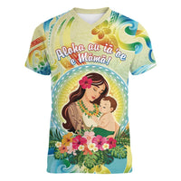 Personalised Hawaii Mother's Day Women V-Neck T-Shirt I Love You Mom DT04 Female Yellow - Polynesian Pride