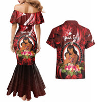 Personalised New Zealand Mother's Day Couples Matching Mermaid Dress and Hawaiian Shirt I Love You Mom DT04 - Polynesian Pride