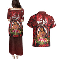 Personalised New Zealand Mother's Day Couples Matching Puletasi and Hawaiian Shirt I Love You Mom DT04 - Polynesian Pride