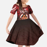 Personalised New Zealand Mother's Day Family Matching Mermaid Dress and Hawaiian Shirt I Love You Mom DT04 Daughter's Dress Red - Polynesian Pride