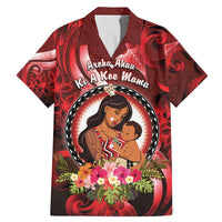 Personalised New Zealand Mother's Day Family Matching Mermaid Dress and Hawaiian Shirt I Love You Mom DT04 Dad's Shirt - Short Sleeve Red - Polynesian Pride