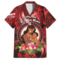 Personalised New Zealand Mother's Day Family Matching Short Sleeve Bodycon Dress and Hawaiian Shirt I Love You Mom DT04 Dad's Shirt - Short Sleeve Red - Polynesian Pride