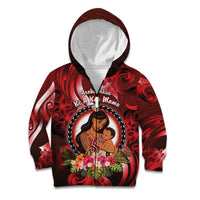 Personalised New Zealand Mother's Day Kid Hoodie I Love You Mom DT04 Zip Hoodie Red - Polynesian Pride