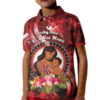 Personalised New Zealand Mother's Day Kid Polo Shirt I Love You Mom DT04 Kid Red - Polynesian Pride