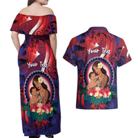 Personalised Samoa Mother's Day Couples Matching Off Shoulder Maxi Dress and Hawaiian Shirt I Love You Mom DT04 - Polynesian Pride