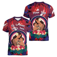Personalised Samoa Mother's Day Women V-Neck T-Shirt I Love You Mom