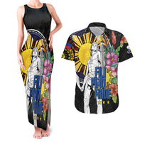 Filipinos Lapu-Lapu Hero Philippines Couples Matching Tank Maxi Dress and Hawaiian Shirt Hibiscus Flowers Style DT04 Black - Polynesian Pride