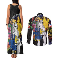 Filipinos Lapu-Lapu Hero Philippines Couples Matching Tank Maxi Dress and Long Sleeve Button Shirt Hibiscus Flowers Style DT04 - Polynesian Pride