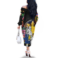 Filipinos Lapu-Lapu Hero Philippines Family Matching Off The Shoulder Long Sleeve Dress and Hawaiian Shirt Hibiscus Flowers Style DT04 - Polynesian Pride