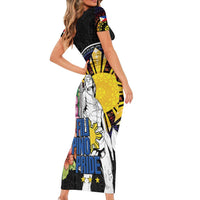 Filipinos Lapu-Lapu Hero Philippines Short Sleeve Bodycon Dress Hibiscus Flowers Style DT04 - Polynesian Pride
