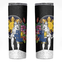 Filipinos Lapu-Lapu Hero Philippines Skinny Tumbler Hibiscus Flowers Style DT04 Black - Polynesian Pride