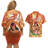 Personalised Tonga Mother's Day Couples Matching Off Shoulder Short Dress and Hawaiian Shirt I Love You Mom DT04 - Polynesian Pride