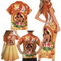 Personalised Tonga Mother's Day Family Matching Short Sleeve Bodycon Dress and Hawaiian Shirt I Love You Mom DT04 - Polynesian Pride