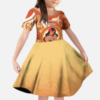 Personalised Tonga Mother's Day Family Matching Summer Maxi Dress and Hawaiian Shirt I Love You Mom DT04 Daughter's Dress Orange - Polynesian Pride