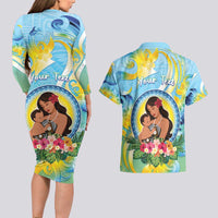 Personalised Fiji Mother's Day Couples Matching Long Sleeve Bodycon Dress and Hawaiian Shirt I Love You Mom DT04 - Polynesian Pride