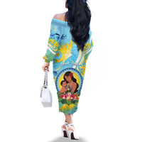 Personalised Fiji Mother's Day Family Matching Off The Shoulder Long Sleeve Dress and Hawaiian Shirt I Love You Mom DT04 - Polynesian Pride