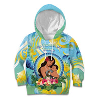 Personalised Fiji Mother's Day Kid Hoodie I Love You Mom DT04 Hoodie Blue - Polynesian Pride