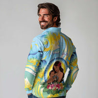 Personalised Fiji Mother's Day Long Sleeve Polo Shirt I Love You Mom DT04 - Polynesian Pride