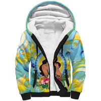 Personalised Fiji Mother's Day Sherpa Hoodie I Love You Mom DT04 Unisex Blue - Polynesian Pride