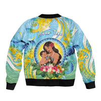 Personalised Fiji Mother's Day Sleeve Zip Bomber Jacket I Love You Mom