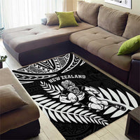 New Zealand Rugby Area Rug Silver Fern Maori Pattern