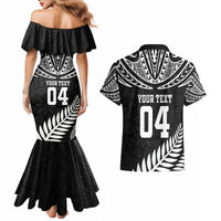 Custom New Zealand Rugby Couples Matching Mermaid Dress and Hawaiian Shirt Silver Fern Maori Pattern DT04 - Polynesian Pride