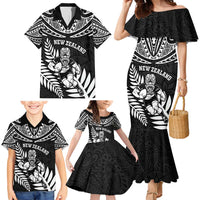 Custom New Zealand Rugby Family Matching Mermaid Dress and Hawaiian Shirt Silver Fern Maori Pattern DT04 - Polynesian Pride