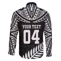 Custom New Zealand Rugby Family Matching Off The Shoulder Long Sleeve Dress and Hawaiian Shirt Silver Fern Maori Pattern