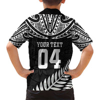 Custom New Zealand Rugby Kid Hawaiian Shirt Silver Fern Maori Pattern