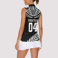 Custom New Zealand Rugby Women Sleeveless Polo Shirt Silver Fern Maori Pattern DT04 - Polynesian Pride