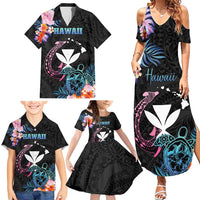 Personalised Hawaii Family Matching Summer Maxi Dress and Hawaiian Shirt Kanaka Maoli With Fish Hook DT04 - Polynesian Pride