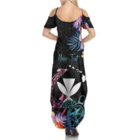 Personalised Hawaii Family Matching Summer Maxi Dress and Hawaiian Shirt Kanaka Maoli With Fish Hook DT04 - Polynesian Pride