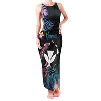Personalised Hawaii Family Matching Tank Maxi Dress and Hawaiian Shirt Kanaka Maoli With Fish Hook DT04 Mom's Dress Black - Polynesian Pride