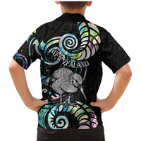 New Zealand Kiwi Bird Family Matching Mermaid Dress and Hawaiian Shirt Silver Fern Koru Paua Shell DT04 - Polynesian Pride