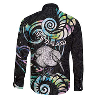 New Zealand Kiwi Bird Family Matching Short Sleeve Bodycon Dress and Hawaiian Shirt Silver Fern Koru Paua Shell DT04 - Polynesian Pride