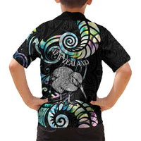 New Zealand Kiwi Bird Kid Hawaiian Shirt Silver Fern Koru Paua Shell DT04 - Polynesian Pride