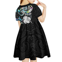 New Zealand Kiwi Bird Kid Short Sleeve Dress Silver Fern Koru Paua Shell DT04 - Polynesian Pride