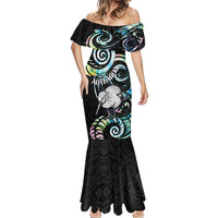 New Zealand Kiwi Bird Mermaid Dress Silver Fern Koru Paua Shell DT04 - Polynesian Pride