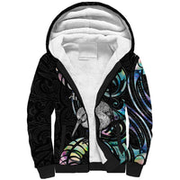 New Zealand Kiwi Bird Sherpa Hoodie Silver Fern Koru Paua Shell DT04 Unisex Black - Polynesian Pride
