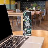 New Zealand Kiwi Bird Skinny Tumbler Silver Fern Koru Paua Shell DT04 - Polynesian Pride