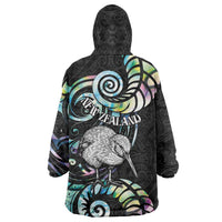 New Zealand Kiwi Bird Wearable Blanket Hoodie Silver Fern Koru Paua Shell DT04 - Polynesian Pride