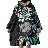 New Zealand Kiwi Bird Wearable Blanket Hoodie Silver Fern Koru Paua Shell DT04 - Polynesian Pride