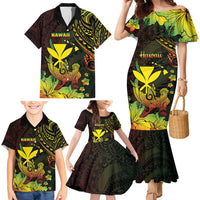 Personalised Hawaii Family Matching Mermaid Dress and Hawaiian Shirt Kanaka Maoli With Hammerhead Shark DT04 - Polynesian Pride