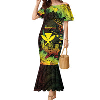 Personalised Hawaii Family Matching Mermaid Dress and Hawaiian Shirt Kanaka Maoli With Hammerhead Shark DT04 Mom's Dress Black - Polynesian Pride