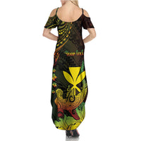 Personalised Hawaii Family Matching Summer Maxi Dress and Hawaiian Shirt Kanaka Maoli With Hammerhead Shark DT04 - Polynesian Pride