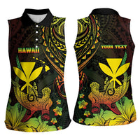 Personalised Hawaii Women Sleeveless Polo Shirt Kanaka Maoli With Hammerhead Shark DT04 - Polynesian Pride