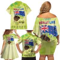 New Zealand Kiwi Family Matching Off Shoulder Short Dress and Hawaiian Shirt I Just Really Like Kiwis DT04 - Polynesian Pride