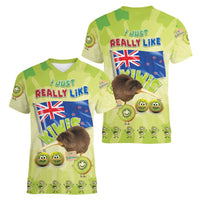 New Zealand Kiwi Women V-Neck T-Shirt I Just Really Like Kiwis DT04 - Polynesian Pride