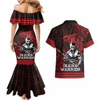 Hawaii Ikaika Warrior Couples Matching Mermaid Dress and Hawaiian Shirt Hawaiian Tribal Tattoo DT04 - Polynesian Pride