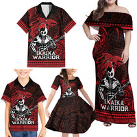 Hawaii Ikaika Warrior Family Matching Off Shoulder Maxi Dress and Hawaiian Shirt Hawaiian Tribal Tattoo DT04 - Polynesian Pride